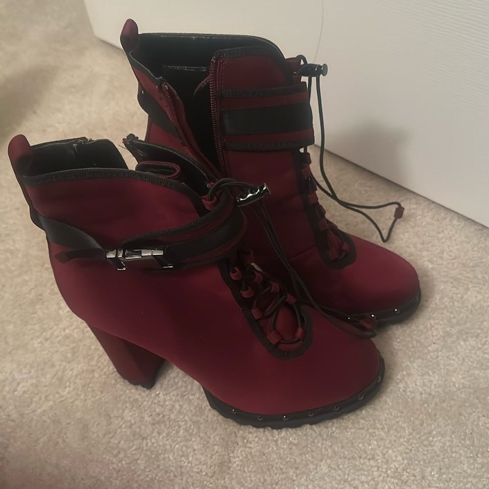 Burgundy combat boot heels